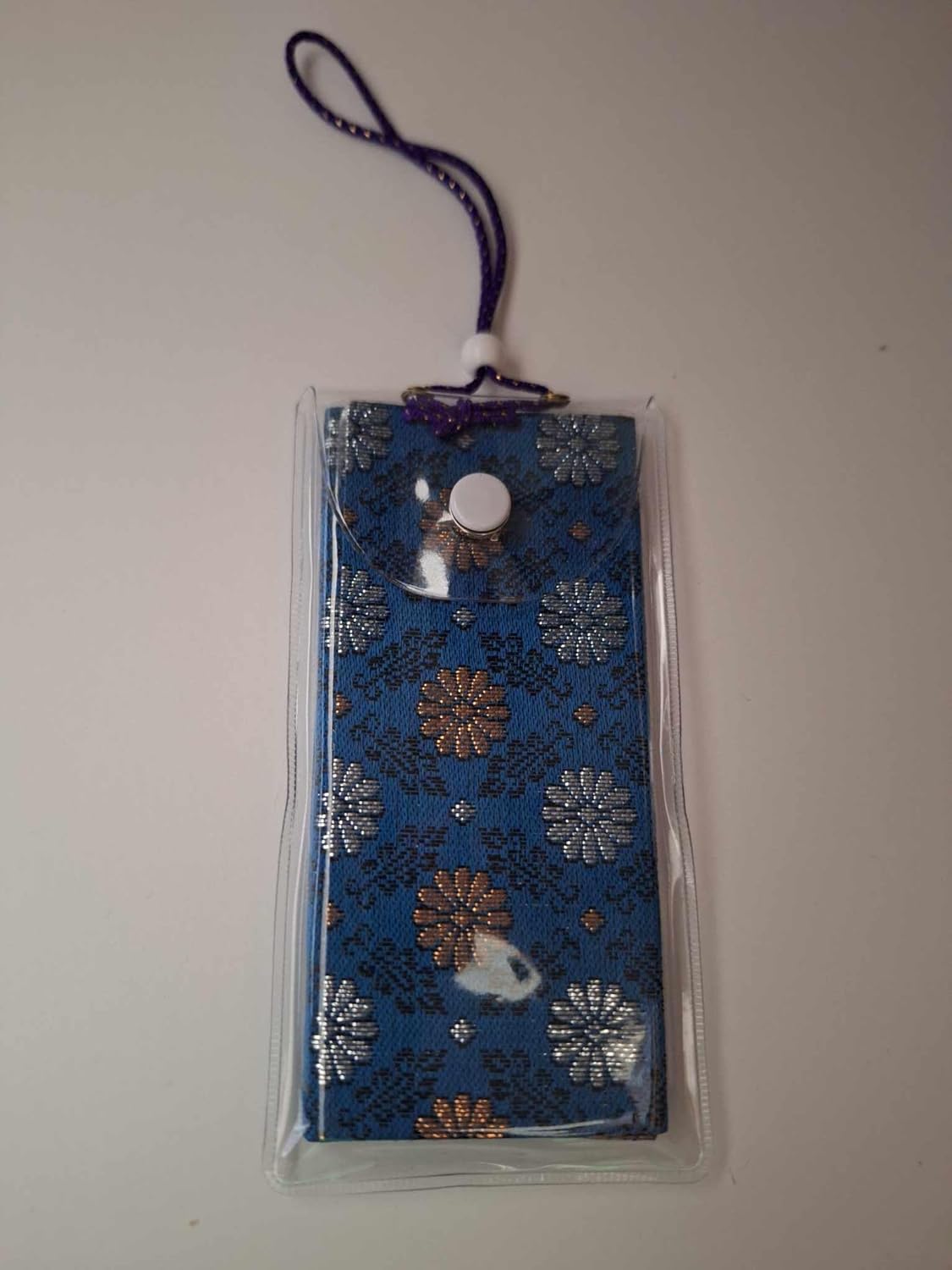 Blessed Automobile Omamori Amulet with Sticker, Blue & Gold, Hanging Charm for Protection, Traffic Safety & Safe Driving, Blessed by Buddhist Priest (Blue)