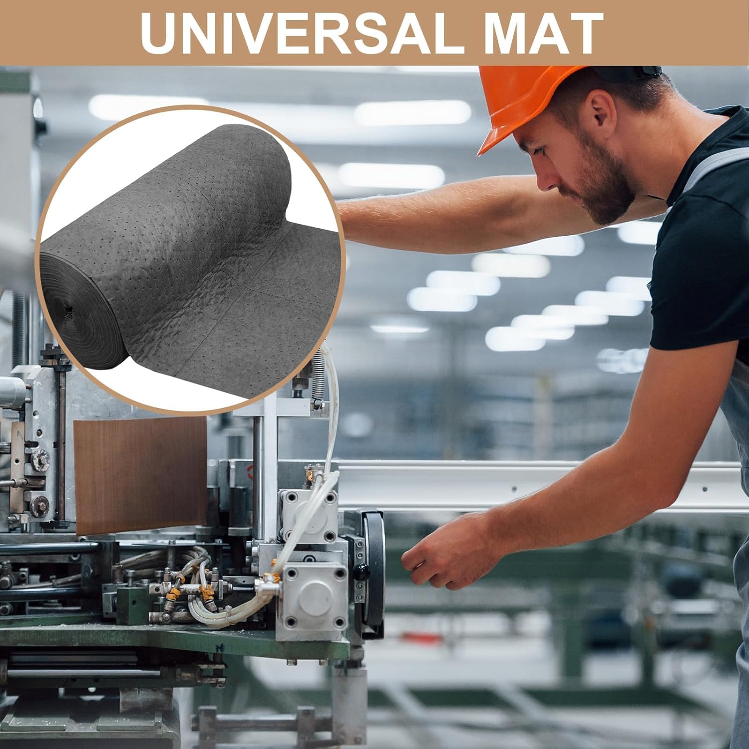 150' L x 30" W Absorbent Mat Roll, Heavyweight Oil and Watter Pads Absorbs up to 40.2 Gallons, Polypropylene Meltblown Maintenance Absorbent Bonded Roll, for Protecting Home Garage Basement