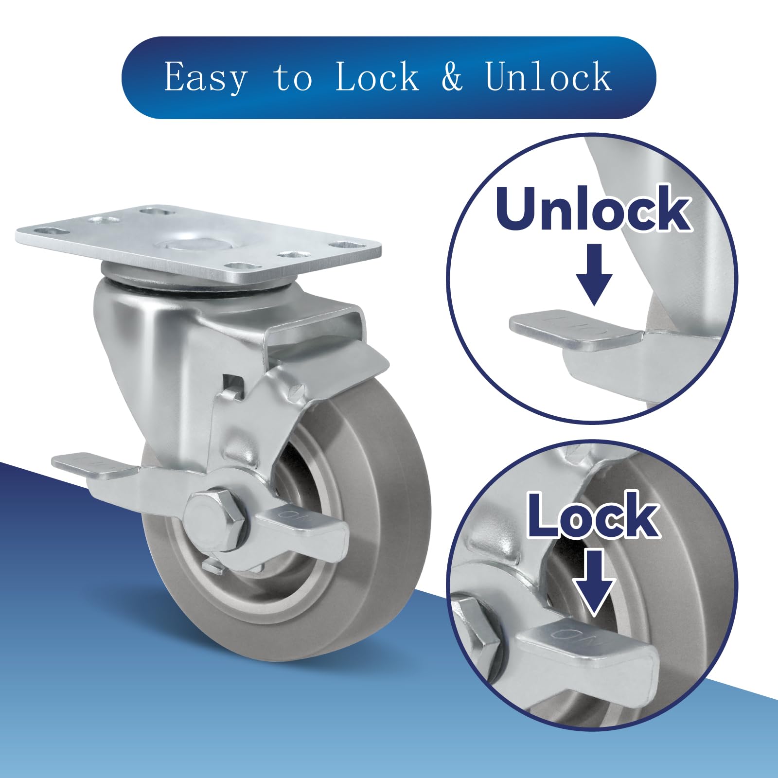 Heavy Duty Caster Wheels - 1000lb Capacity -8
