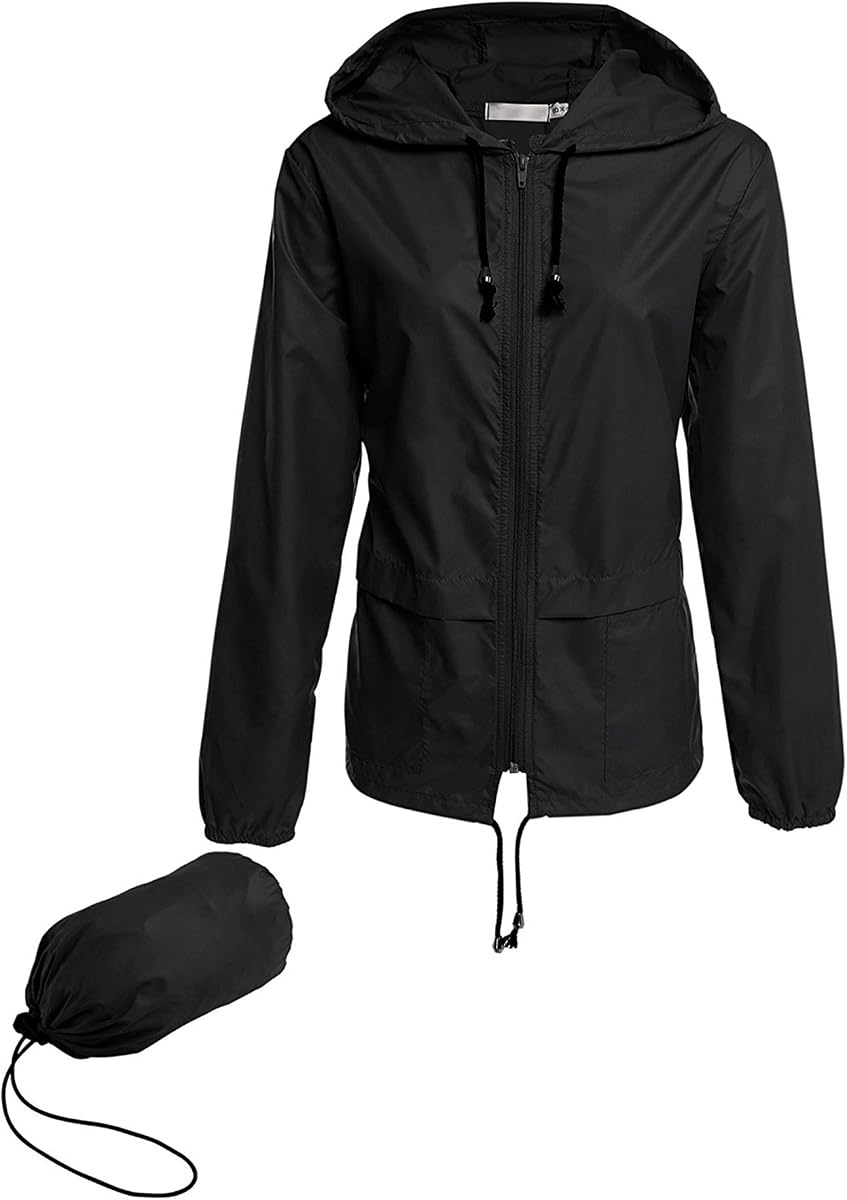 Chubasquero Mujer Chubasquero Impermeable Ligero Empaquetable Exterior Capucha Cortavientos