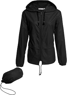 Avoogue Women's Lightweight Waterproof Raincoat - Packable Hooded Windbreaker for Outdoor Rainy Days