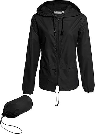 Avoogue Women's Lightweight Waterproof Raincoat with Hood and Pockets