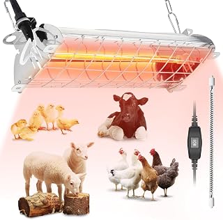 Chtoocy 400W Carbon Fiber Chicken Coop Heat Lamp for 60 Chicks - Adjustable 2-Mode Brooder Heater, Safe for Livestock, Pets & Greenhouses 14x5.5x3in