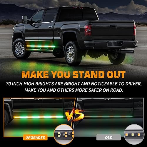 Miniatura 8 de XRIDONSEN 2 tiras de luces estroboscópicas de emergencia blancas de 70 pulgadas para camión, 864 luces LED para estribo, barra intermitente de