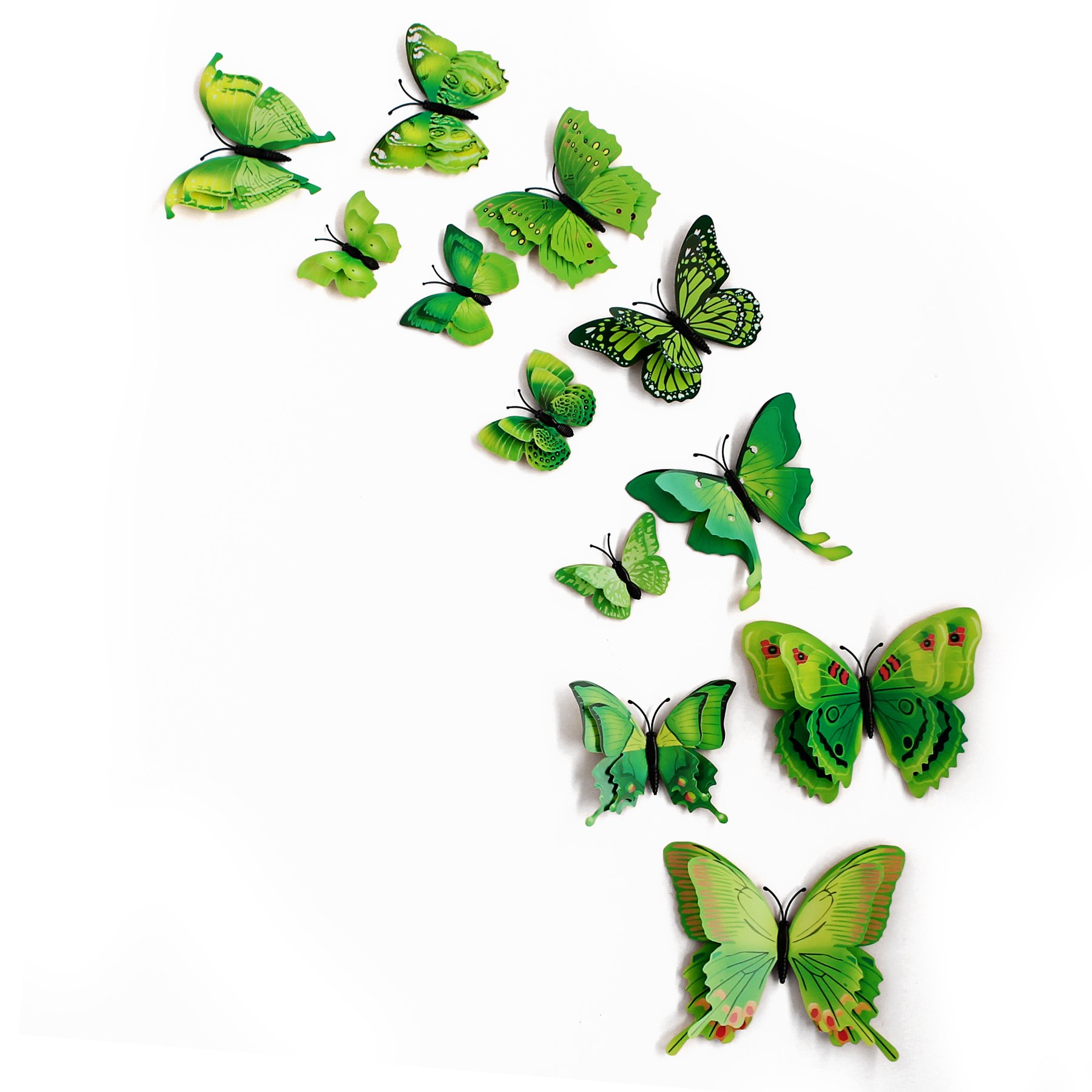 Lillyvale Green(Double Wings) 3D Butterfly 12Pcs Stickers Making Stickers Wall Stickers Crafts Butterflies (Green(Double Wings))