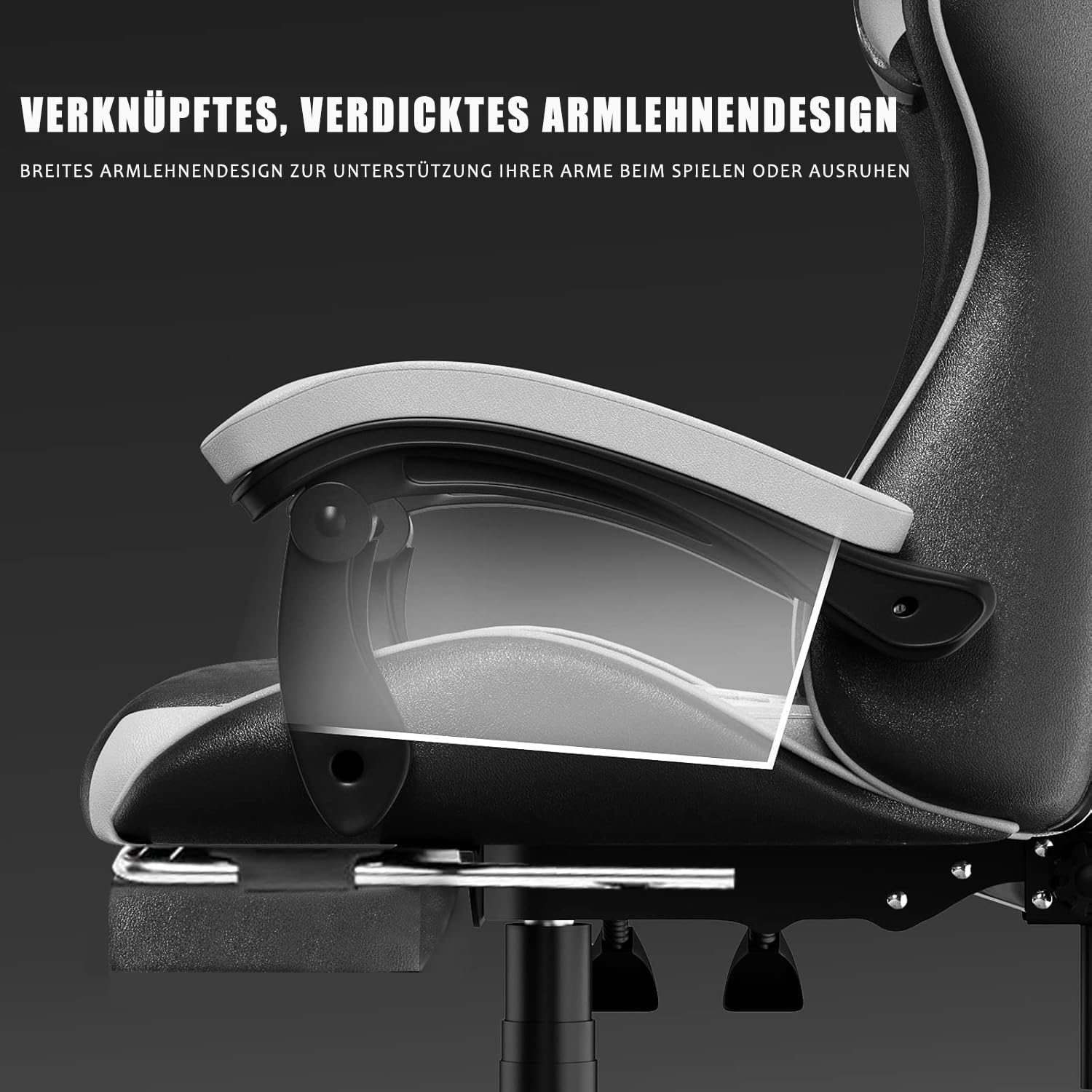 Sedia da gioco ergonomica con poggiapiedi, poggiatesta e supporto lombare, regolabile in altezza, sedia da gioco imbottita, sedia girevole per PC, colore nero (nero-rosso)