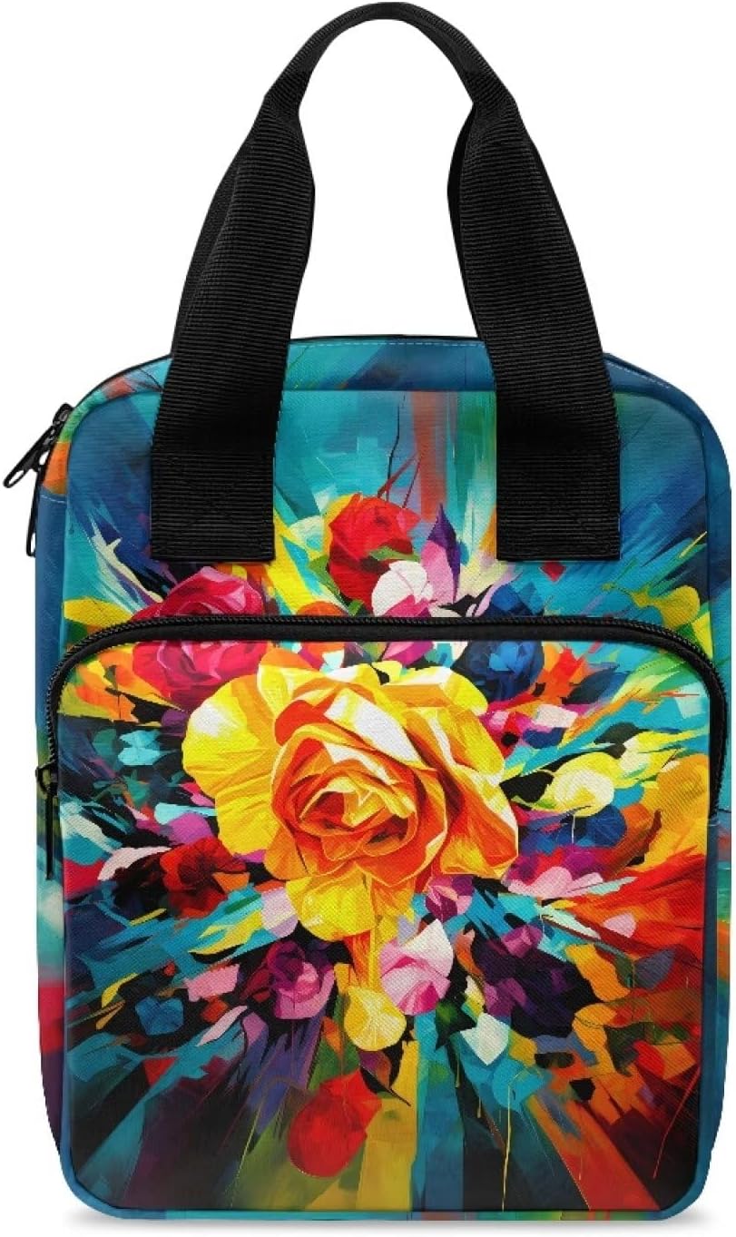 Rose Bible Case for Women Book Protector Case with Zipper Pocket Extra Pocket Scratch Dirty Proof Multi-Pockets Organizer Church Tote