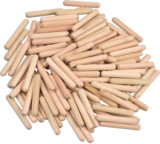 Wooden Dowel 100pcs Dowels Wood Fluted Dowel Pins Twill Hardwood Dowels Wood Plugs for DIY Craft Projects Carpenter Hobbyists 6mm x 40mm