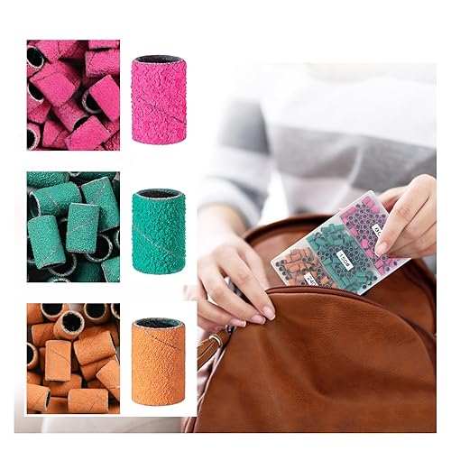 Miniatura 4 de KOYOPEPI - Bandas de lijado para taladro de uñas, brocas de lijado de uñas #80#150#240, 210 unidades de color grueso y fino, bandas de lijado de