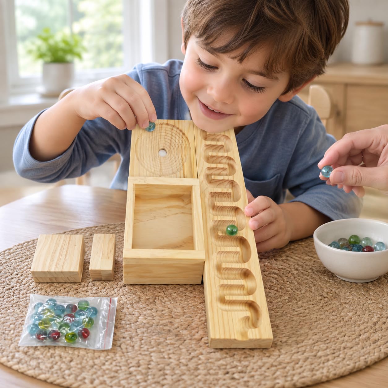 Pista per Biglie Legno, Gioco Educativo