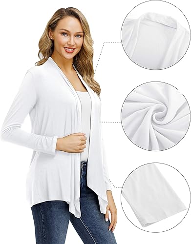 Miniatura 5 de Cárdigan para mujer, casual, frente abierto, manga larga, ligero, suave, cárdigan básico