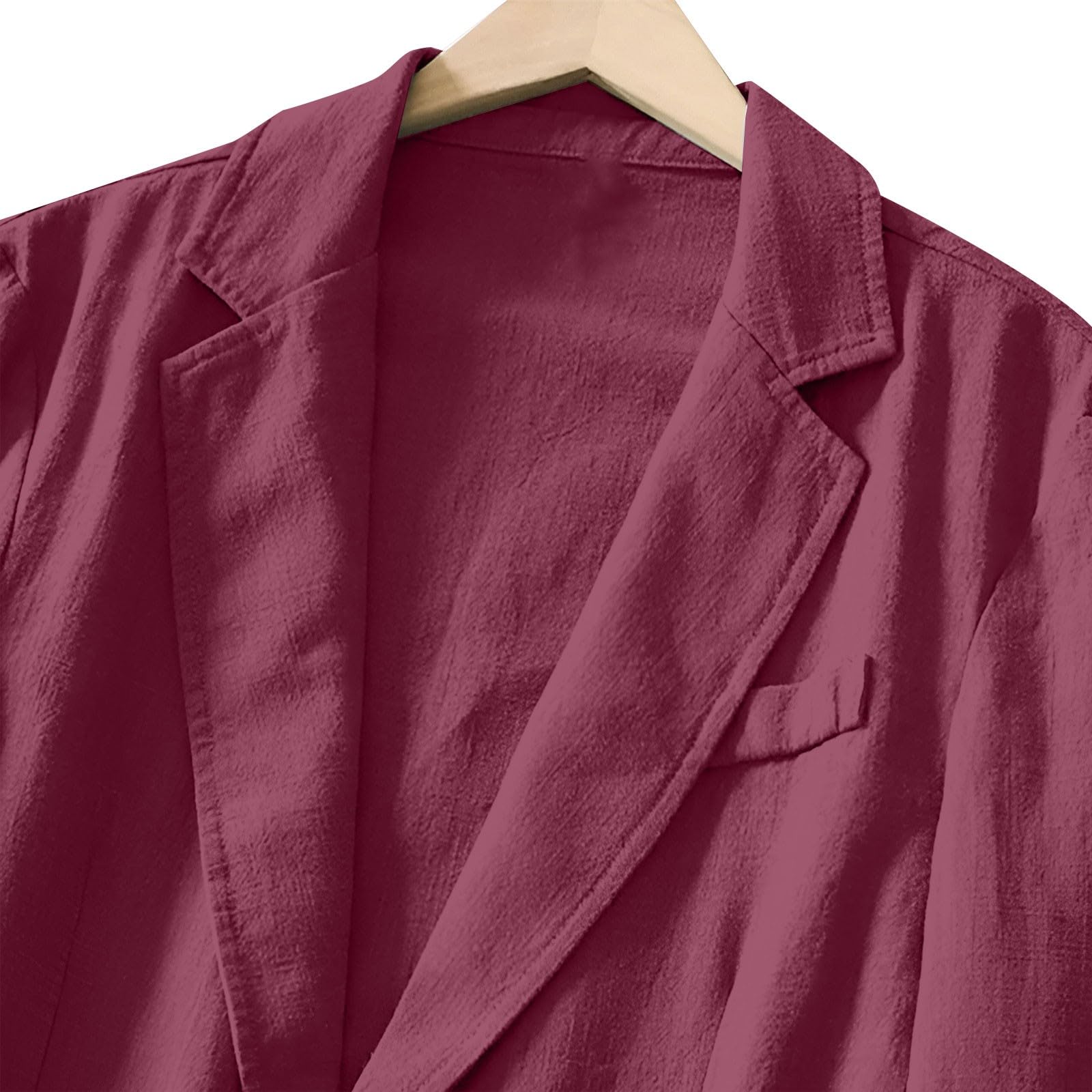 Veste d'été en lin pour homme - Blazer décontracté en coton et lin avec deux boutons - Veste simple et décontractée - Veste de costume pour les loisirs - Veste de transition pour homme - Coupe droite