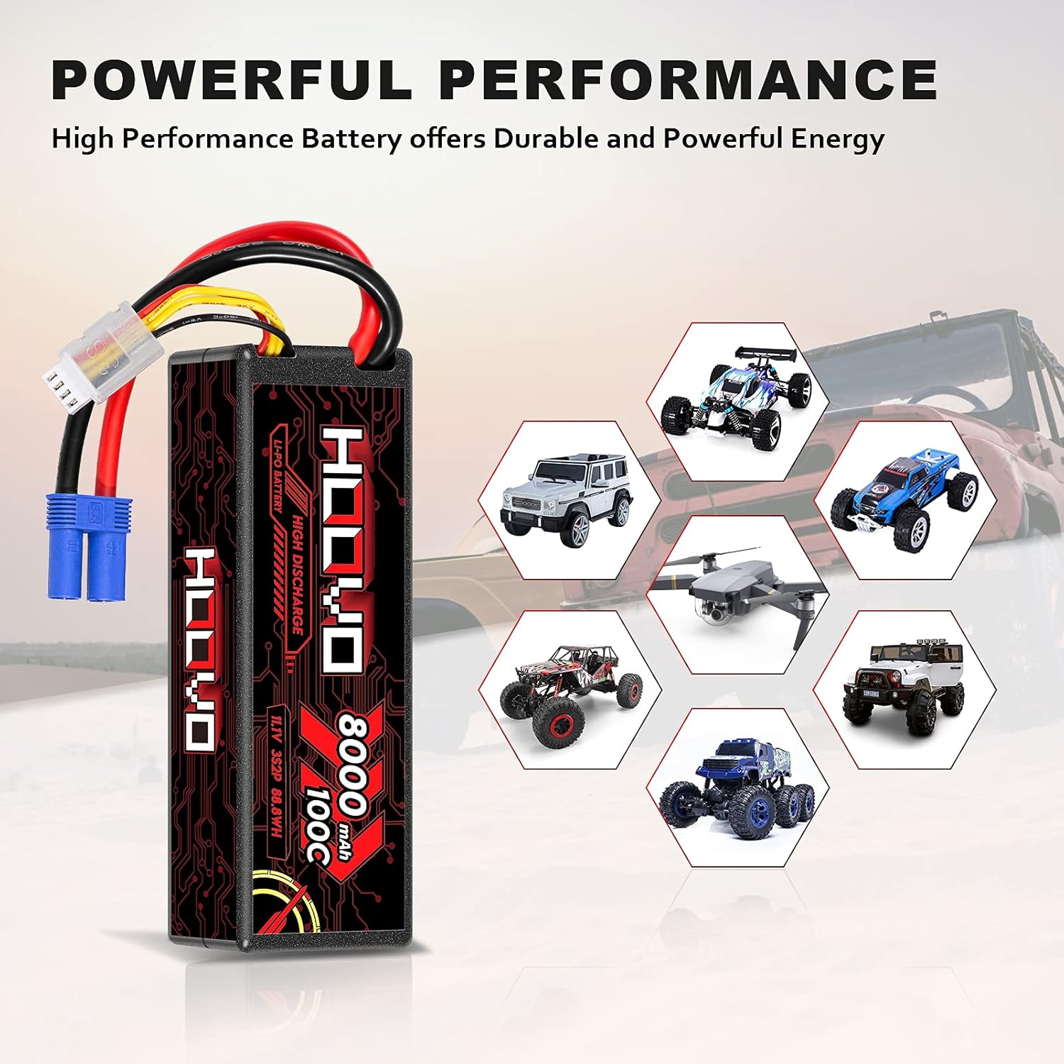 Flash Sale Buy 1 get 1 HOOVO 3S 11.1V Lipo Battery 8000mAh 100C RC Battery Hard Case with EC5 Connector for RC 1/8 1/10 Scale Vehicles Car RC Truggy Truck Airplane Helicopter Boat(2 Pack) Super Brands HOOVO 3S 11.1V Lipo Battery 8000mAh 100C RC Battery Hard Case with EC5 Connector for RC 1/8 1/10 Scale Vehicles Car RC Truggy Truck Airplane Helicopter Boat(2 Pack)