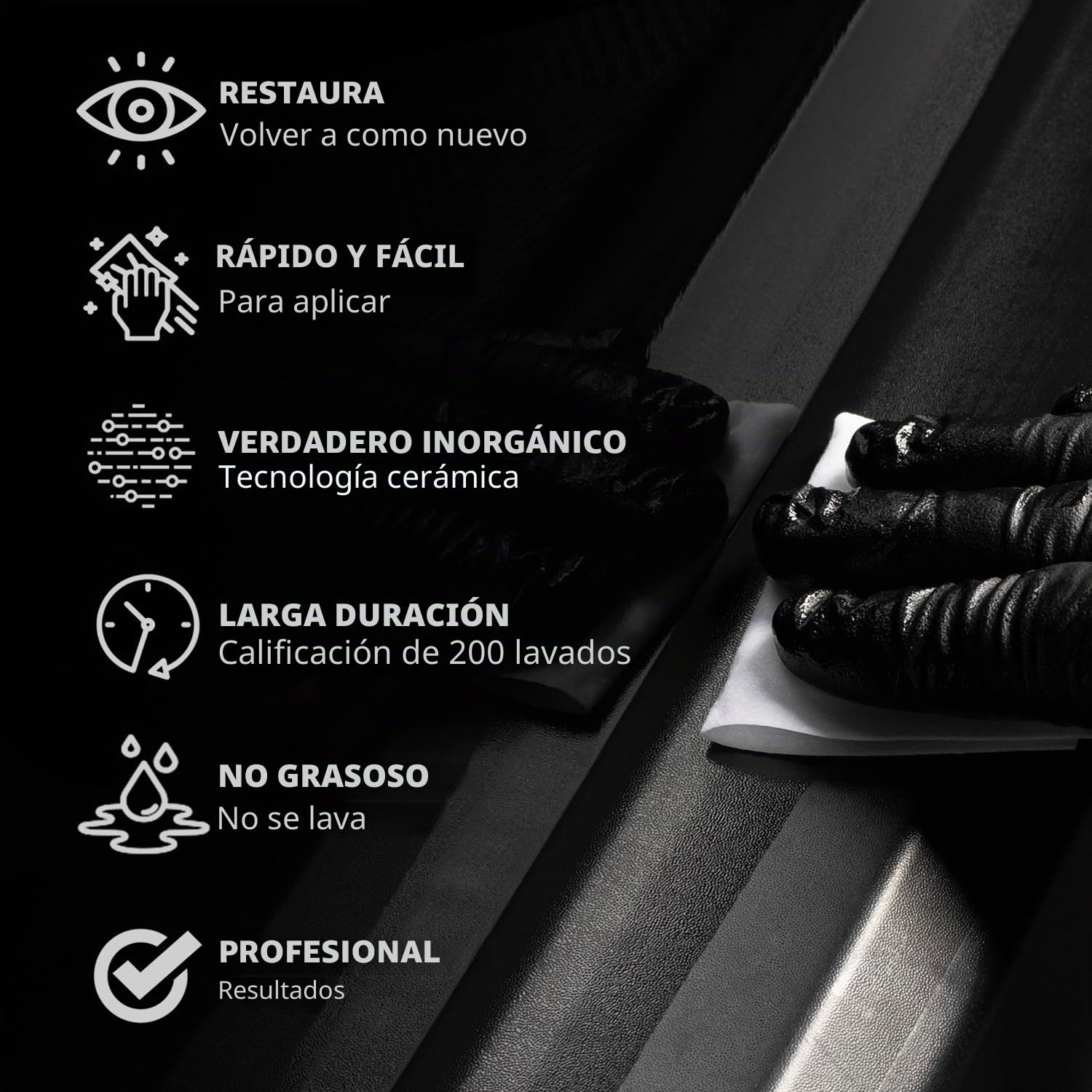 CERAKOTE Kit de Revestimiento de cerámica – Restaurador rápido de molduras de plástico – Recubrimiento de cerámica garantizado para durar más de 200 Lavados – Un Revestimiento de cerámica, no un