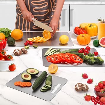 Titanium Cutting Board For Kitchen-Cutting Board Double Side Food Grade,Pure Cut Titanium,Durable Dishwasher Safe Easy to Clean Medium Size (14''Lx10''W)