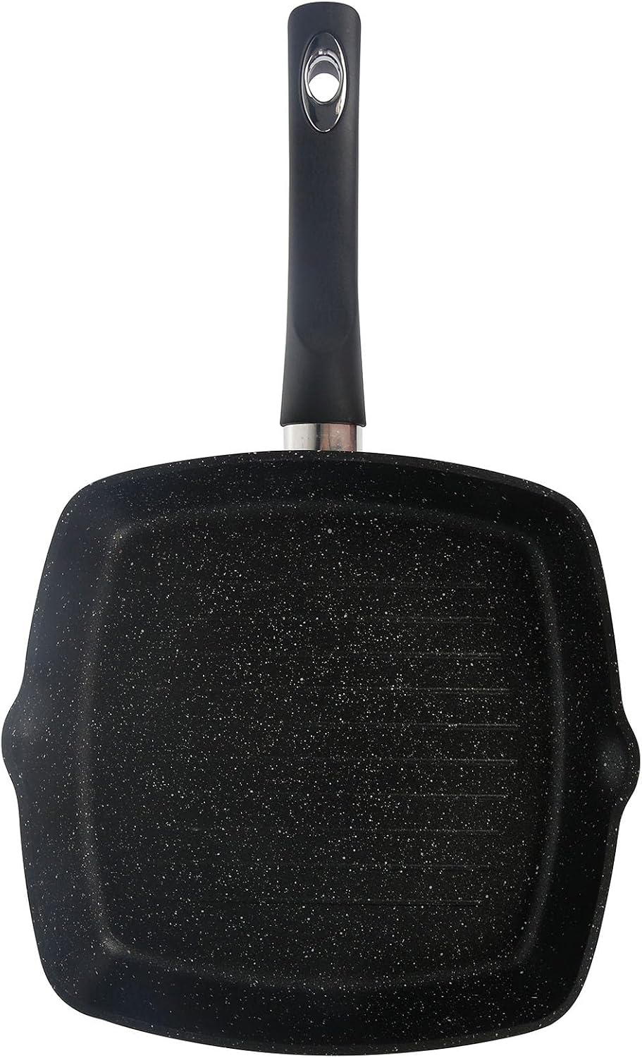 Crealys Granity 529426 24 x 24 cm Forged Aluminium Non-Stick Stone Effect Non-Stick Grill Pan PFOA-Free for All Hobs Including Induction