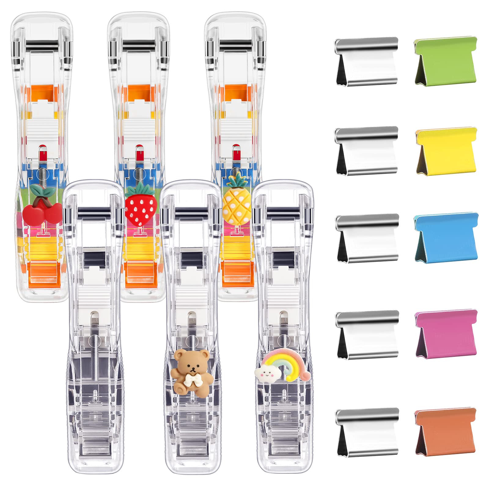6pcs Paper Clip Dispenser,Clam Clip Dispensers with 200