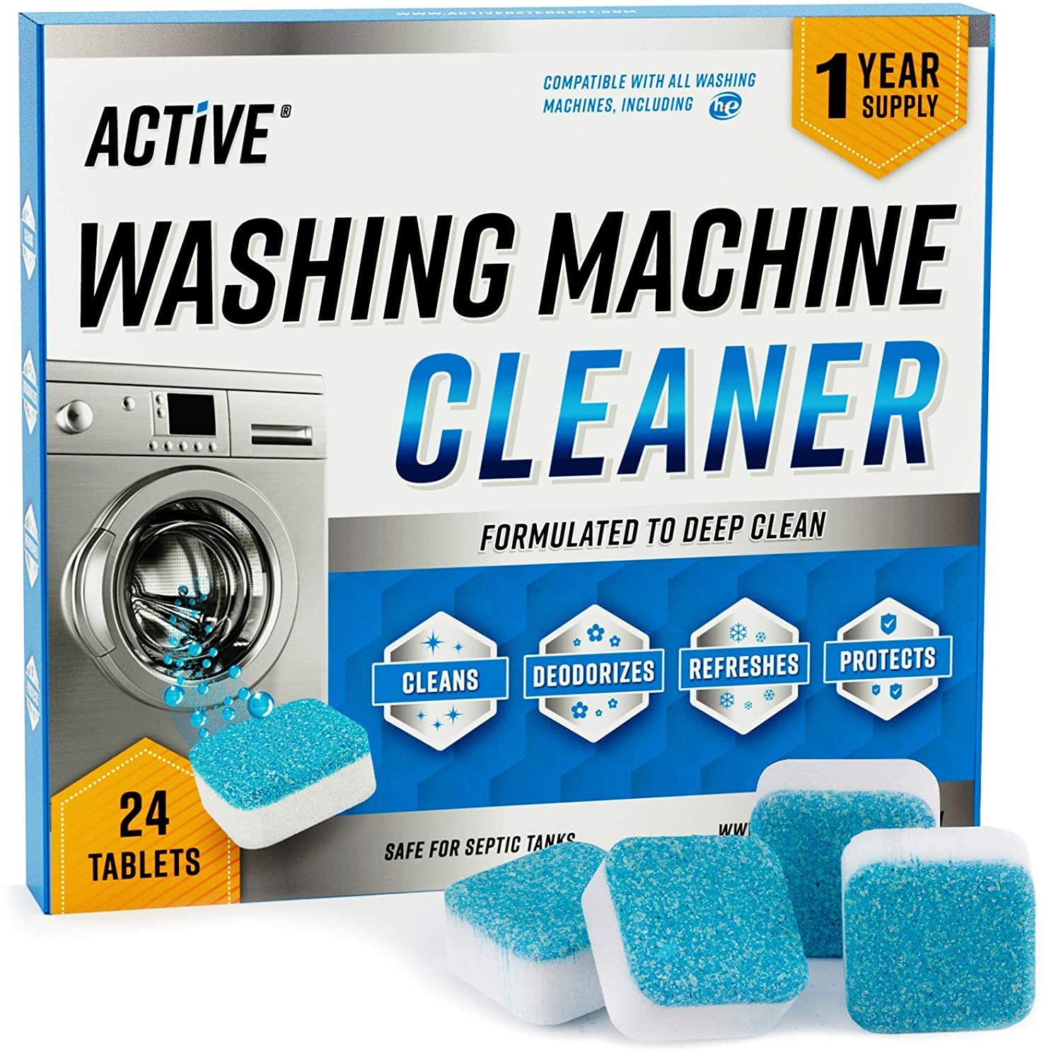 2Q2Q Active Washing Machine Deep Cleaner 24 pack Tablet for Washing machines Front and Top Load Machine Descaling Powder Tablet for Tub Cleaning&Drum Stain Remover of washing machine Descaler Powder (B09PK4Q44S) Amazon Price History, Amazon Price Tracker