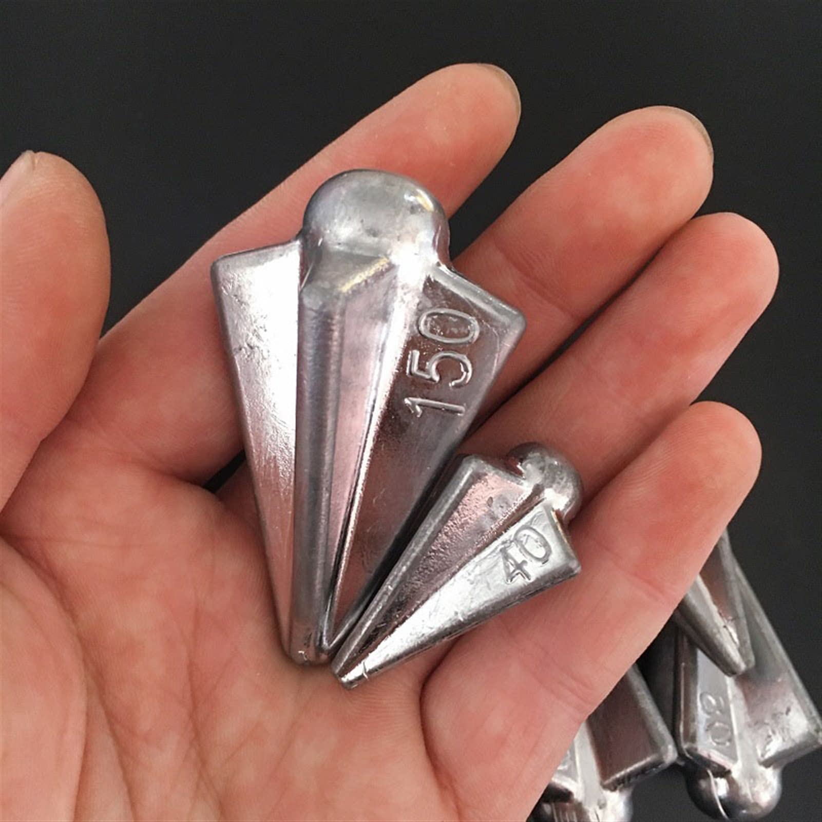 10 Stück Karambolen Angelblei sinken Durchgangsloch Angelgewichte mit übersichtlicher Gewichtsskala Karpfenangeln Fischgusswerkzeug 40g 50g 60g 80g 100g 120g 150g (Size : 100g)