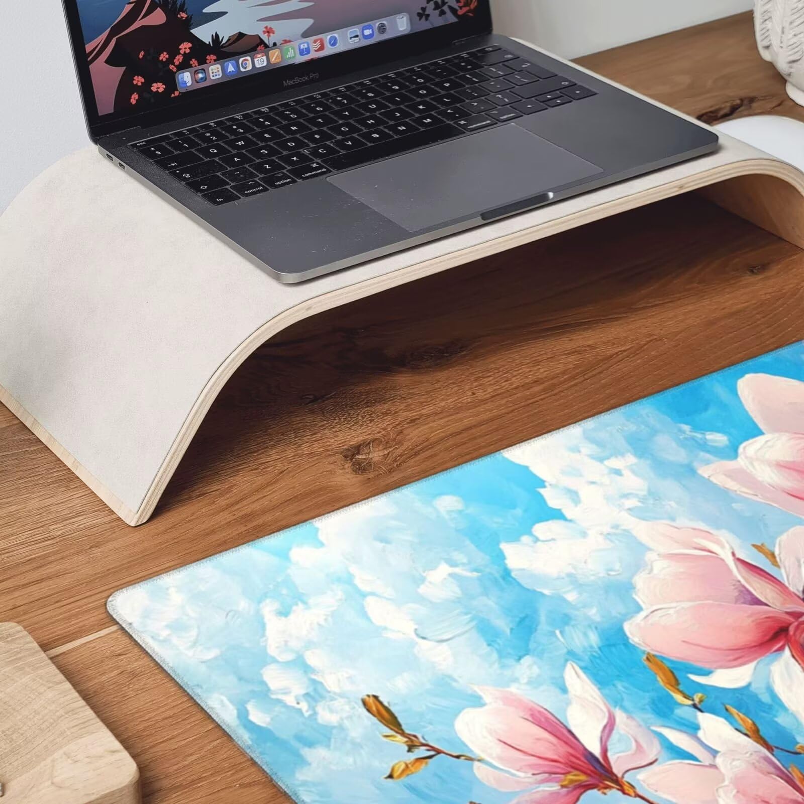Podkładka pod mysz w kwiaty XXL chmura 1600 x 800 x 3 mm mata biurkowa zmywalna podkładka do gier na laptopa, z antypoślizgową gumową podstawą do gier, komputera, personelu biurowego Y1113