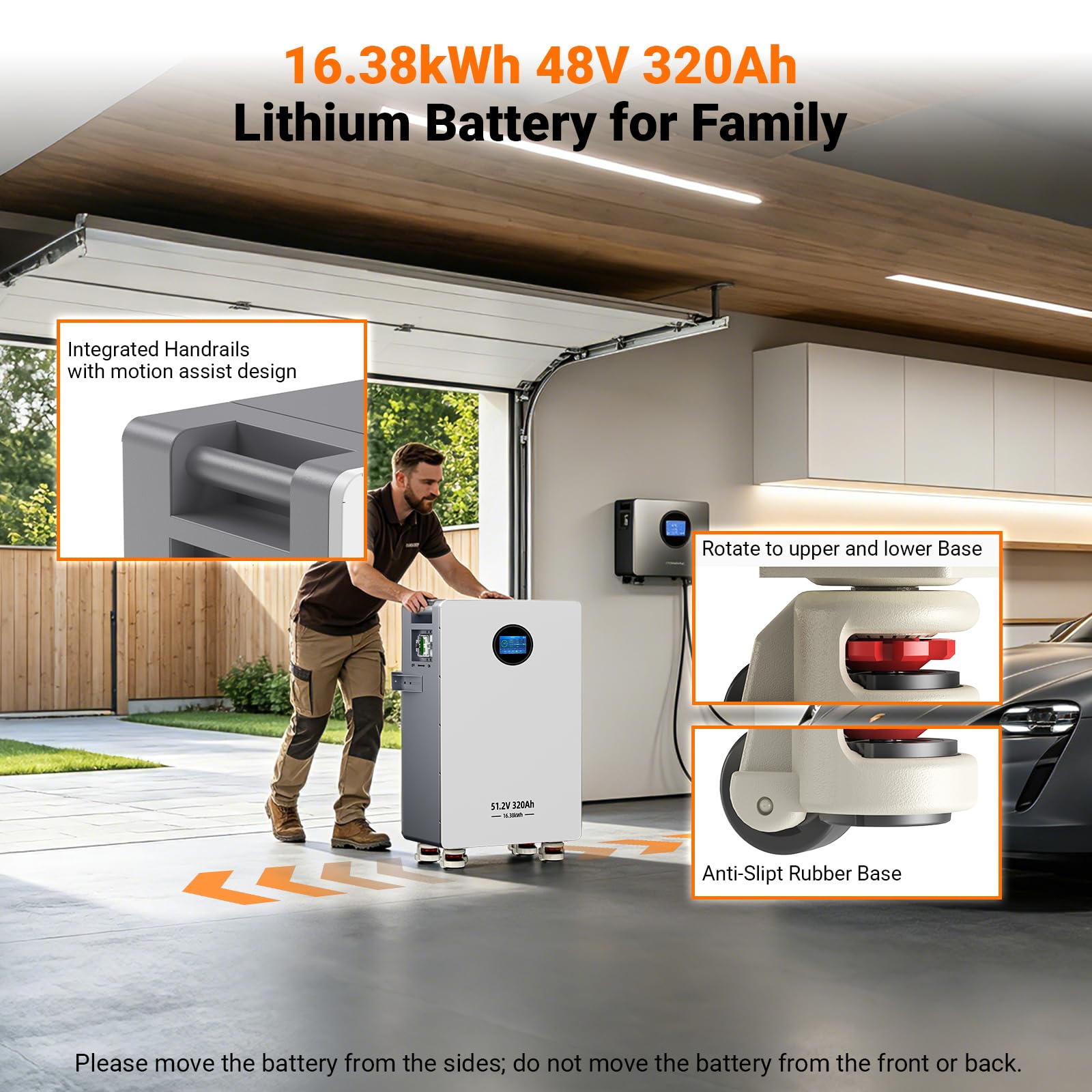 48V 320Ah LiFePO4 Batterie 16.384kWh Stromspeicher und Leistungsschaltern 200A BMS RS485/CAN/RS232 mit Bluetooth WLAN für Notstromversorgung zu Hause Netzunabhängige Solaranlagen
