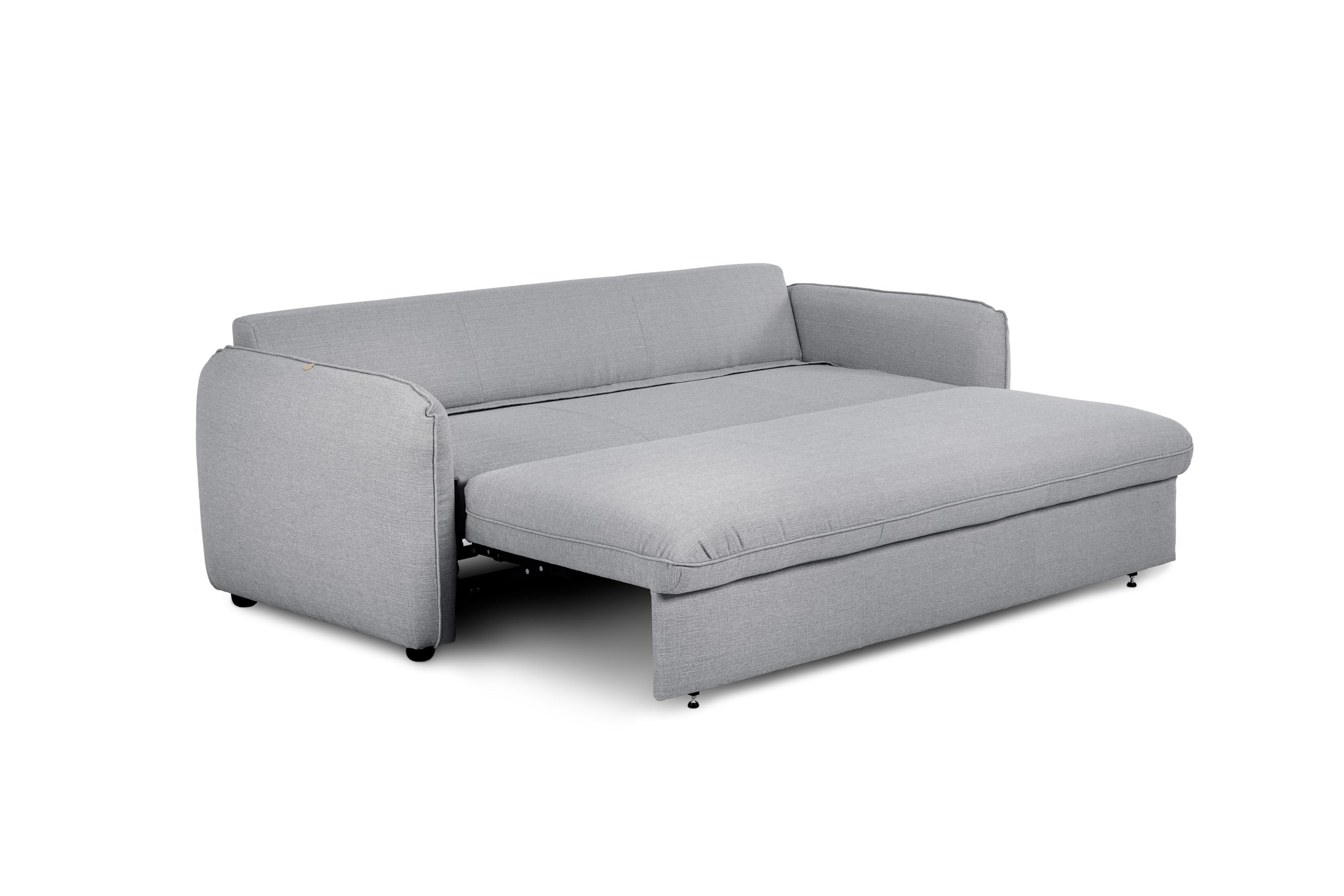 BUDWING Chloé Sofá Cama 4 Plazas - Chaise Longue – Sistema EasyBed, Tapizado en Poliéster – Estilo Nórdico – Apertura Rápida y Sencilla – 225x140x91cm – Gris Mineral
