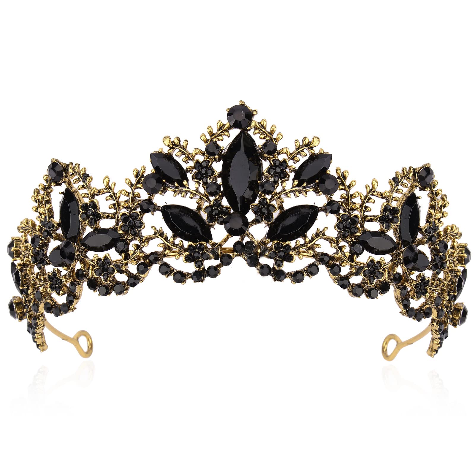 Amazon.com: Exacoo Black Tiara for Women Gold Crown for  display picture 3
