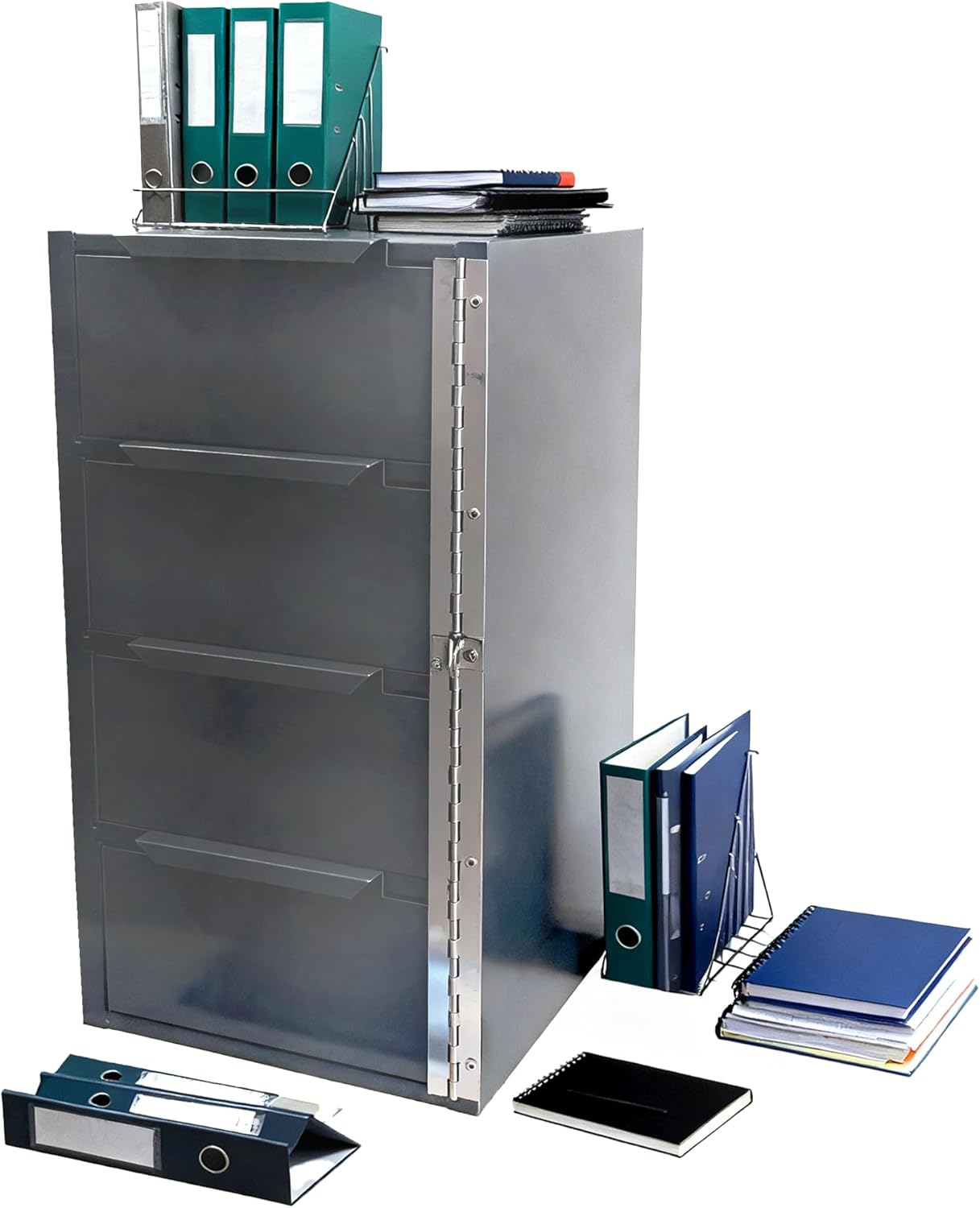 Tool Box Side Cabinet with Lock, Welded Steel Cabinet, Multifunctional Storage Cabinet,12.6" D x 12.1" W x 24.5" H,Gray