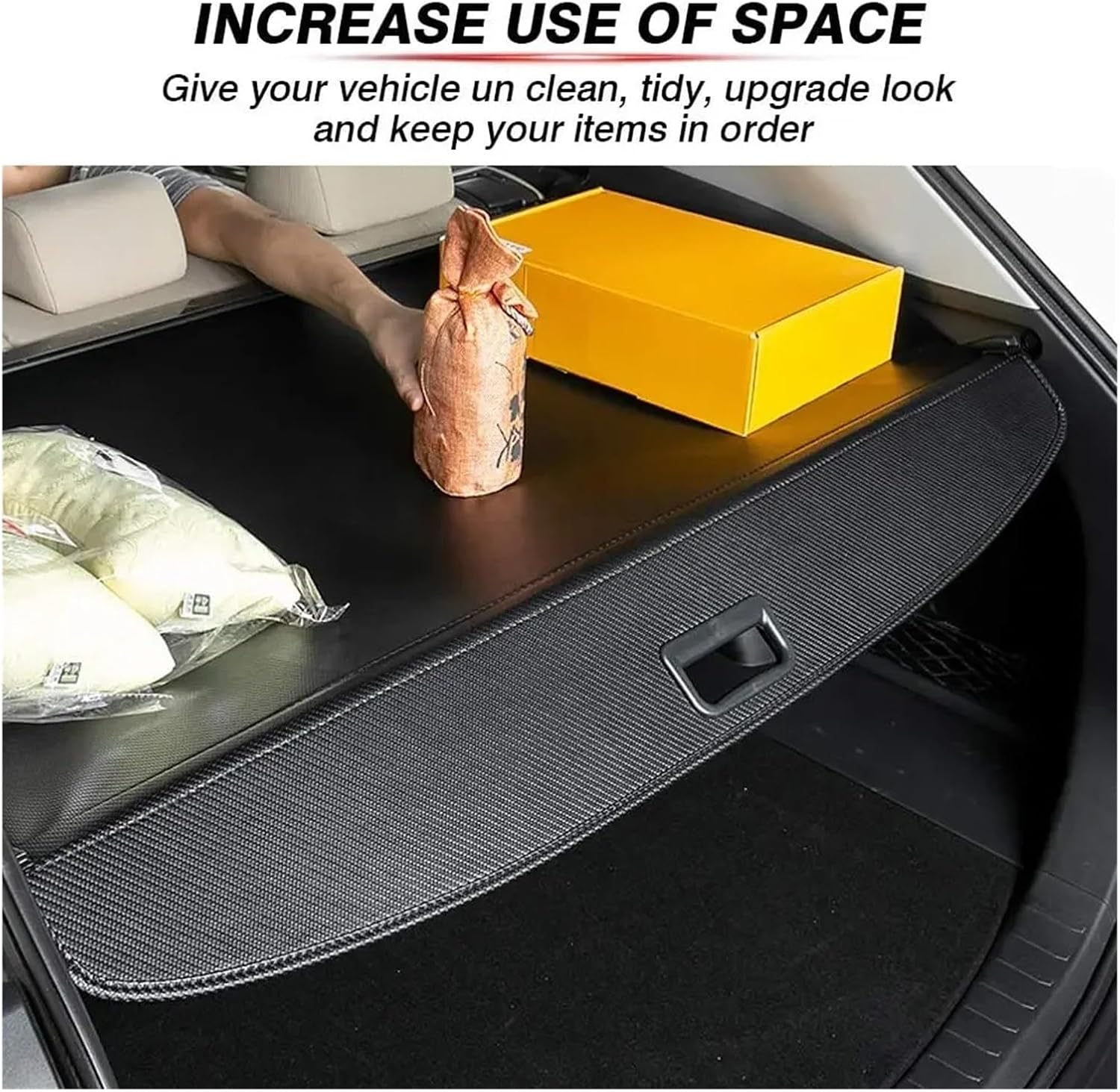 Rear Trunk Curtain Covers Security Shield Anti-peep Tray Storage Partition Car Accessories Compatible with Jeep Grand Cherokee WK2 2011~2016(Leather)