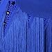 Blue,XXL,Suspenders Latin Dance Performance Dress Women Ballroom Competition Cha Cha Tango Costume Fringe Dancewear for Samba