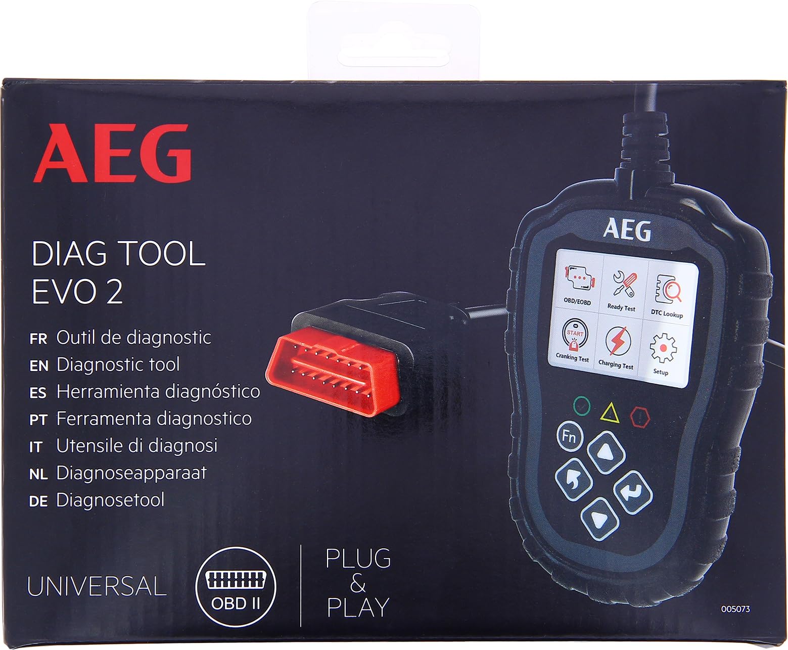 EG 005073 OBD2 Evol 2, 3 Funciones: Lectura, Detalle, borrado de códigos de Falla, análisis de Datos del vehículo, Prueba de batería y Circuito de Carga