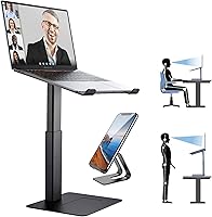 Vista 10 de Soporte ajustable para laptop para escritorio, soporte para portátil de DJ de altura ajustable, soporte elevado para portátil para modo de pie