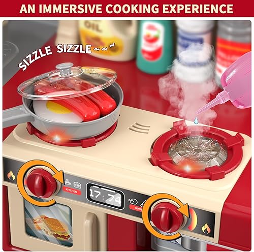 Miniatura 3 de Juego de cocina para niños pequeños, juegos de cocina de juguete, juguetes de comida para niños y niñas de 3, 4, 5, 6, 7, 8, con spray de sonido