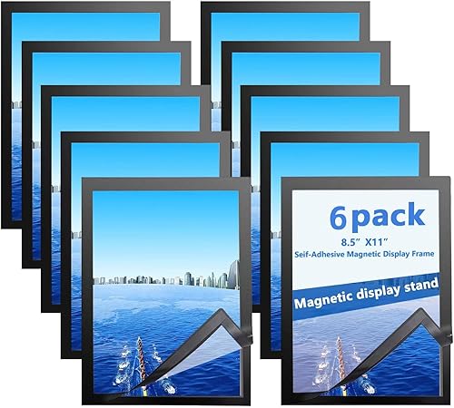 SVICCOOKQ Portarretratos magnético de 8.5 x 11 pulgadas, marcos de fotos autoadhesivos con borde magnético duradero y PVC transparente para oficina,