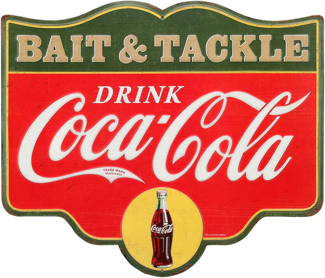 Open Road Brands Coca-Cola Bait & Tackle Embossed Metal Sign