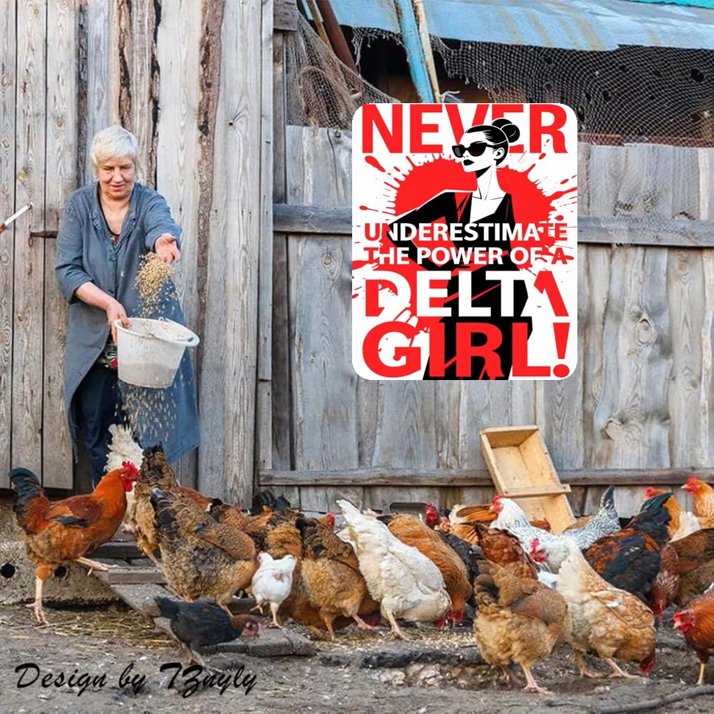 Never Underestimate Power Delta Girl Tin Sign, 8x12
