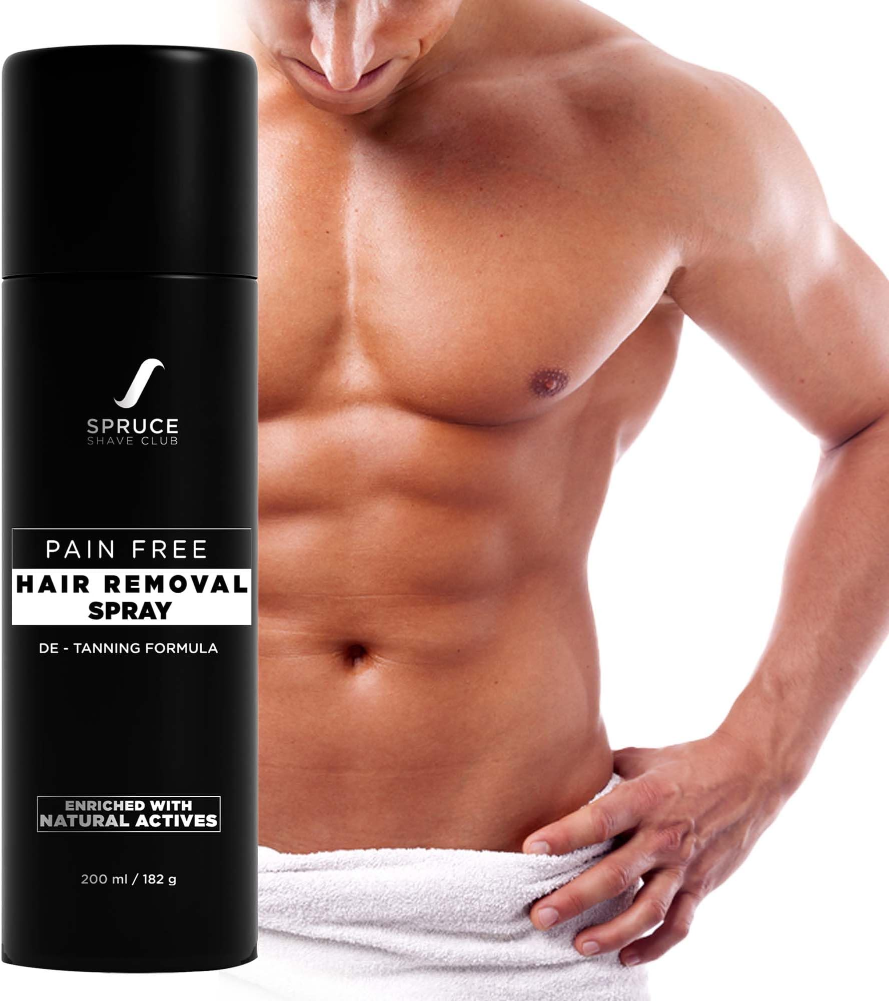Spruce Shave Club Hair Removal Spray for Men | Painless Hair Removal Cream Spray For Chest, Arms, Legs & Under Arms | Wipe Off Hair Removal Cream Spray For Men & Women (200 ml)