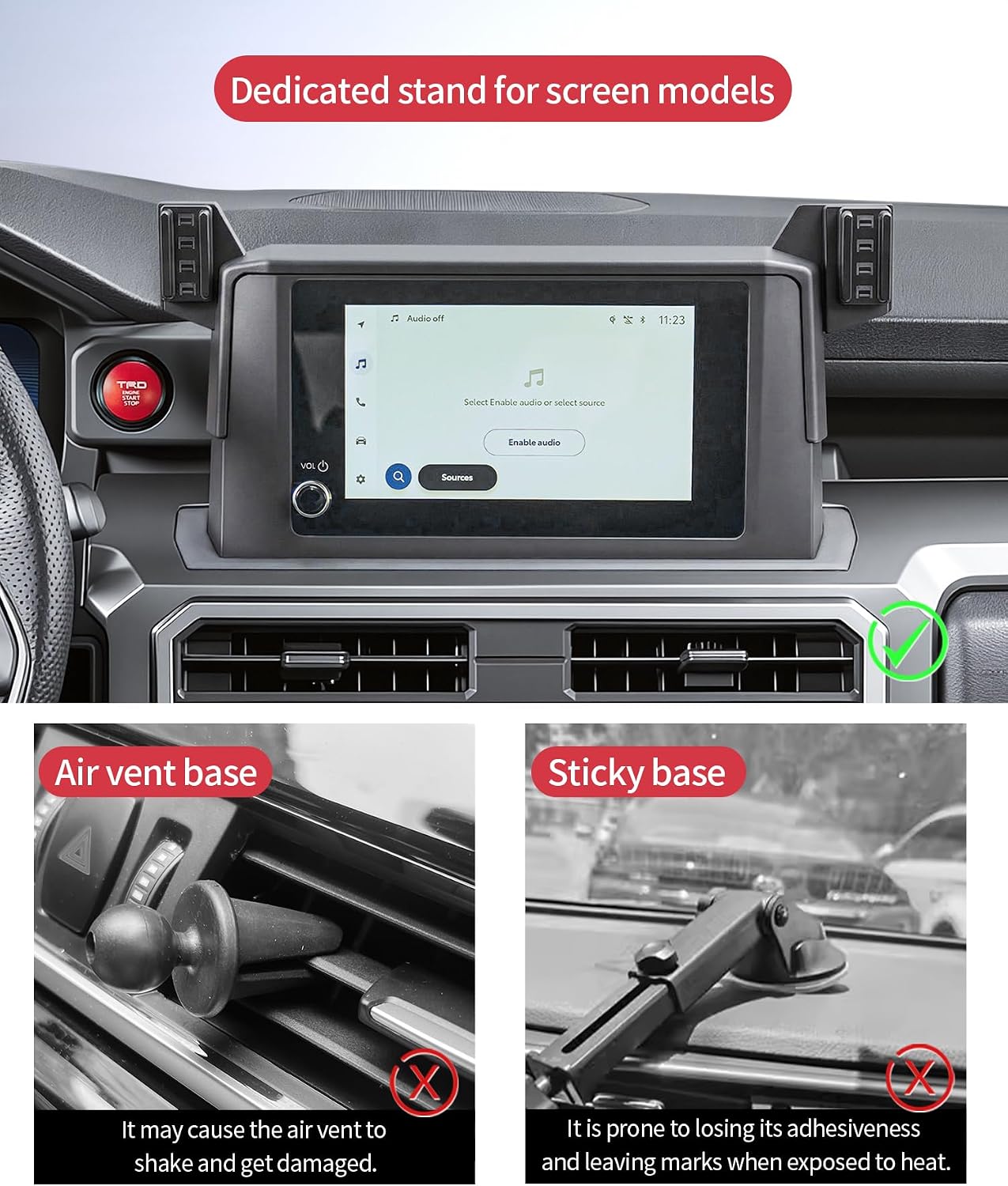 15W Wireless Fast Charger for 2024 2025 2026 Toyota Tacoma Accessories 8 inch Screen Fixed Clip, Interior Decoration Mobile Phone Mount, 360° Rotation, Vehicle-Specific Custom Mount