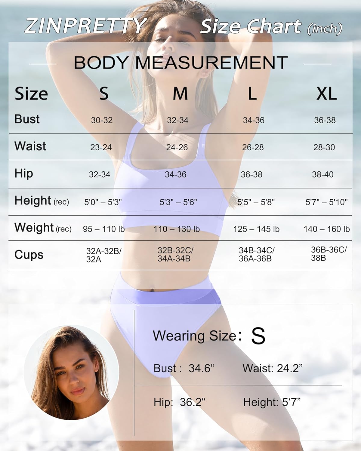 ZINPRETTY Women High Waisted Bikini Sets Color Block Swimsuits 2 Piece Bathing Suits Tummy Control Sporty Teens - Image 6