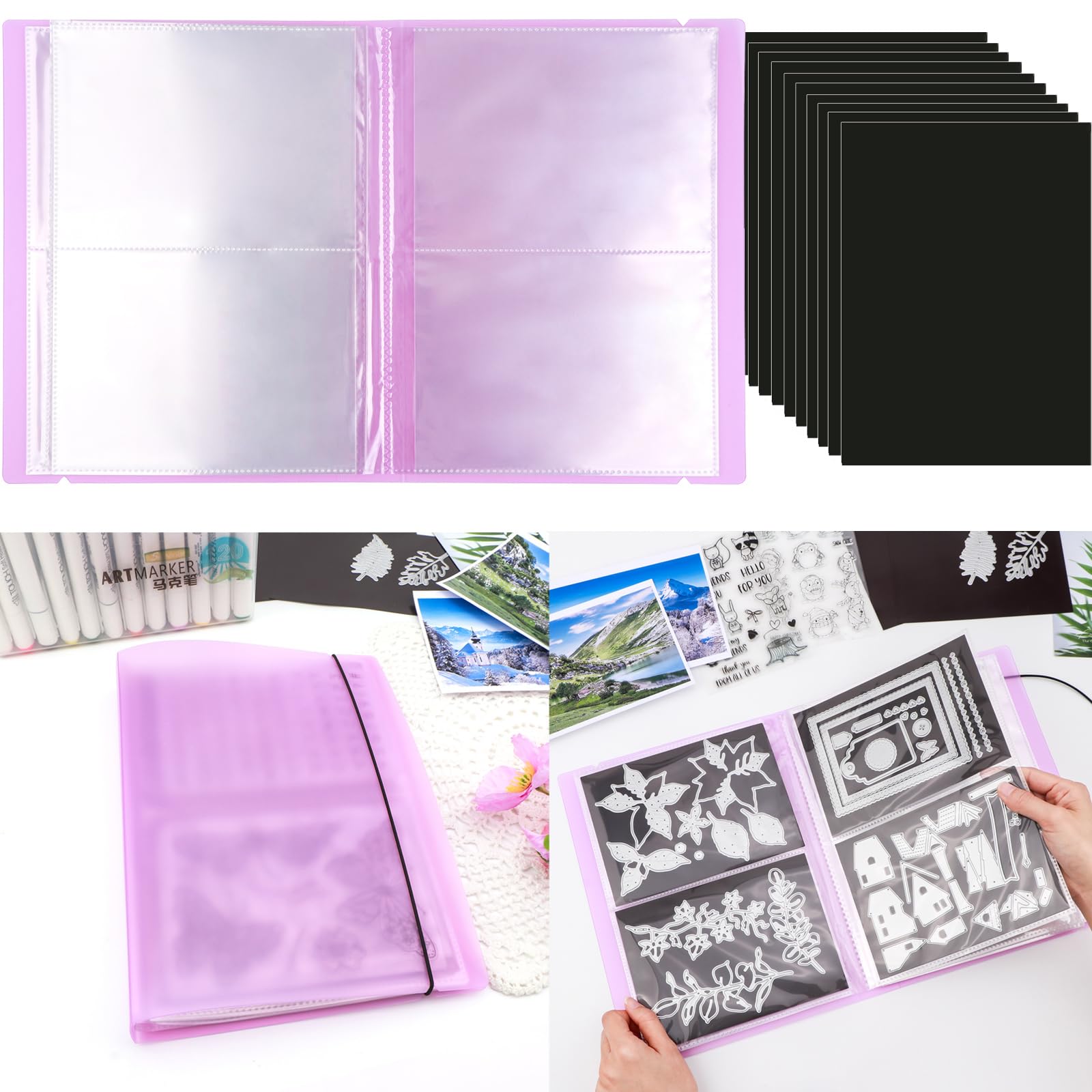 アルバム・スクラップ Card Box Planner Storage & Organizer Amazon.com: 10 Pcs 0.3mm Magnet Sheets and 80 pockets/20 pages