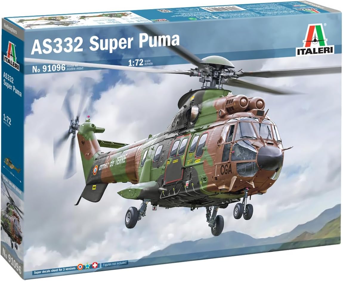 Italeri IT91096 1/72 AS332 Super Puma Helicopter Plastic Model