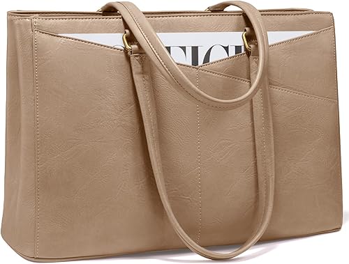 Miniatura 23 de LOVEVOOK Bolsa para laptop para mujeres, bolsa de mano para laptop de 15.6 pulgadas para mujeres, bolsas de mano de trabajo de cuero vintage para