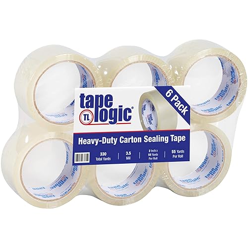 Aviditi Tape Logic - Cinta de embalaje acrílica transparente de 2 pulgadas x 55 yardas, 3.5 mil, paquete de 6, perfecta para embalaje, envío,