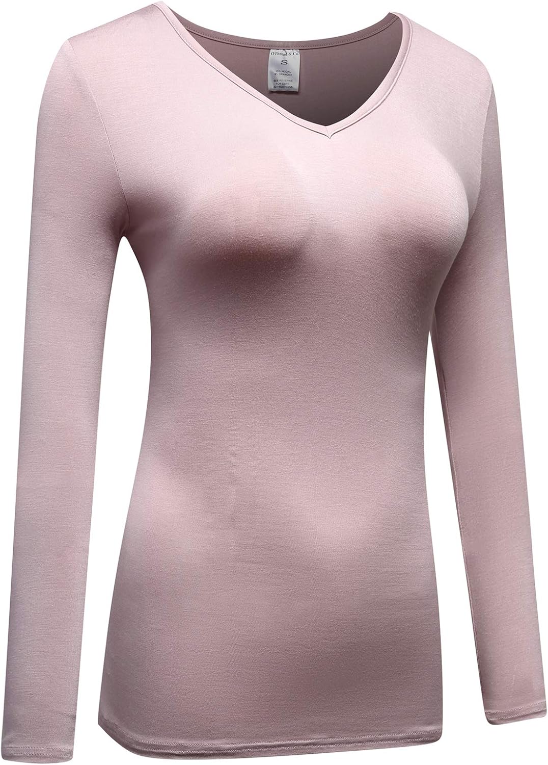 OThread & Co. Women's Long Sleeve T-Shirt V-Neck Basic Layer Stretchy Shirts - Image 3