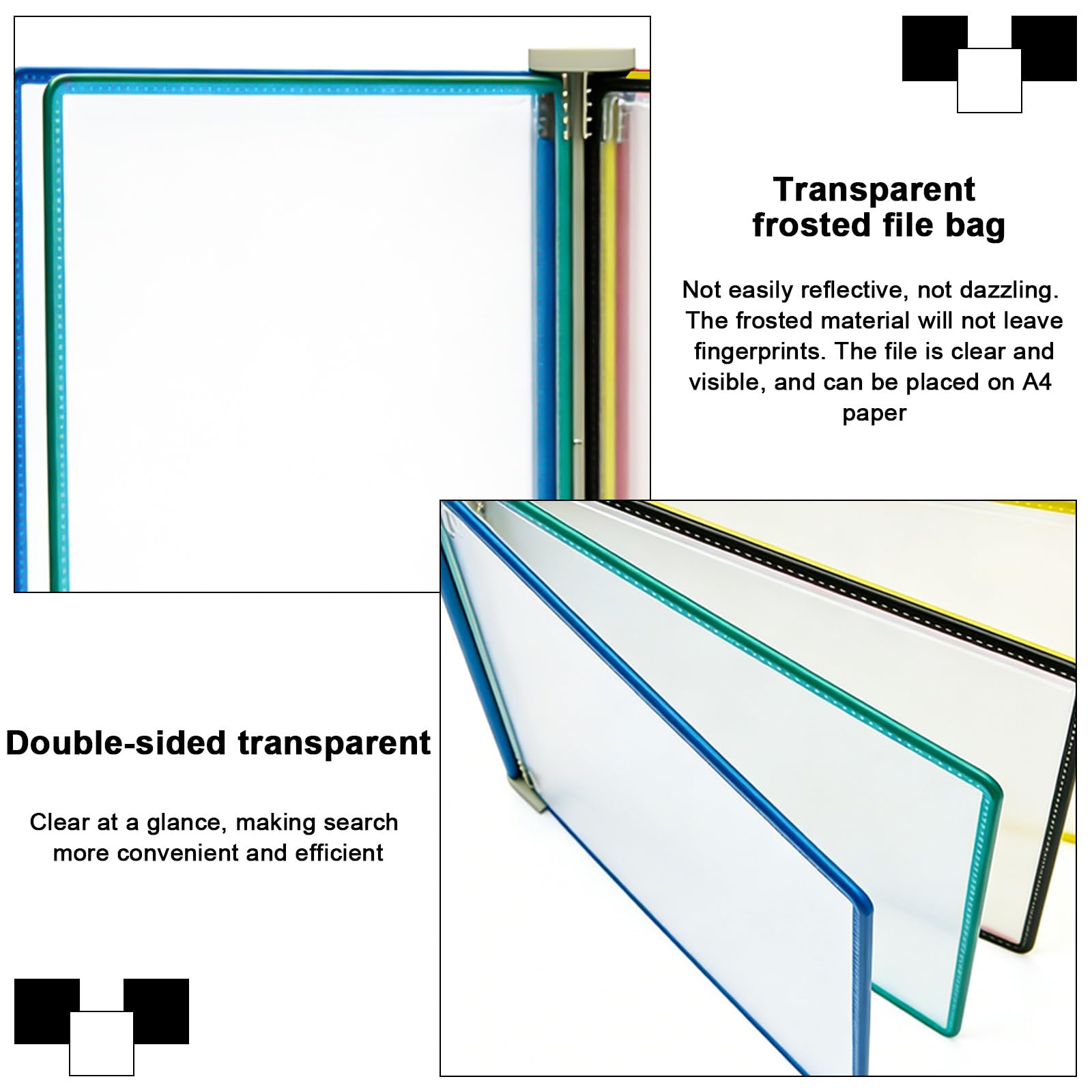 PORFOYO Système De Référence Mural: Système De Porte Document Mural, 5 Panneaux Double Face, Format Lettre A4, Support Kit Murals Document Métal Pour Publicité, Menu, Consultation, Présentation