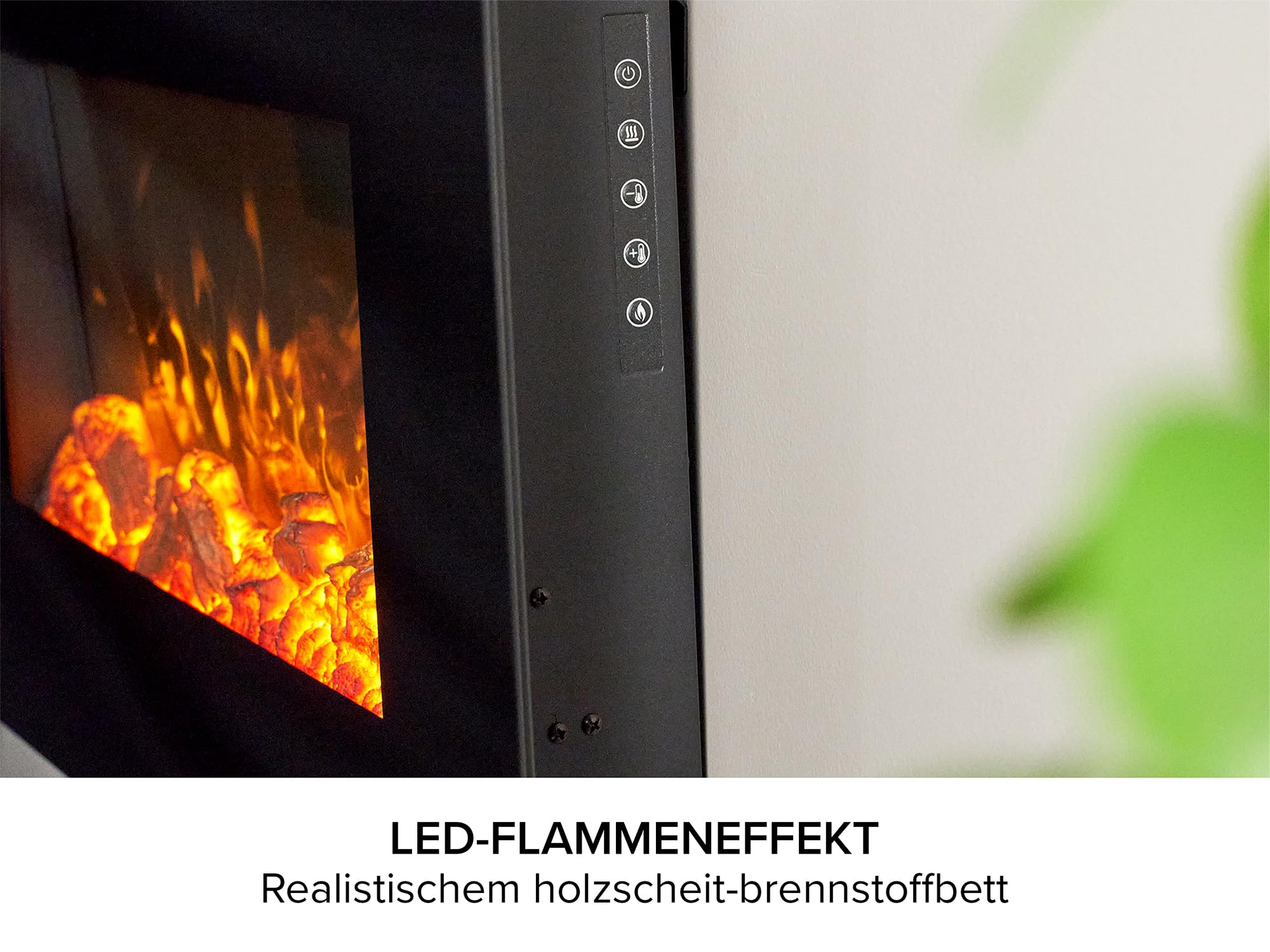 WM-9334 Elektrischer Wandkamin mit Fernbedienung in Schwarz, 66 cm