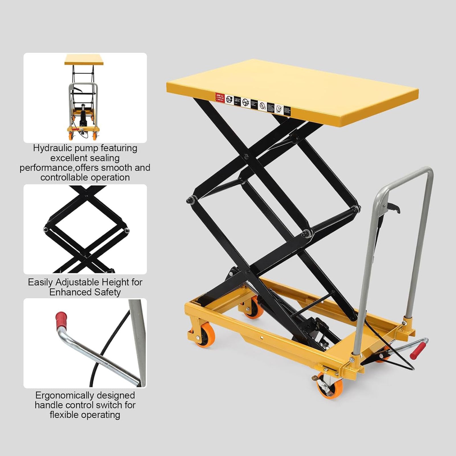 Scherenhubwagen Handbetrieben, Manueller Hubwagen, Scherenhebebühne, Scherenhubwagen Mit 4 Rädern, Scherenhubwagen, Werkstatt, Lager, Produktion,351kg