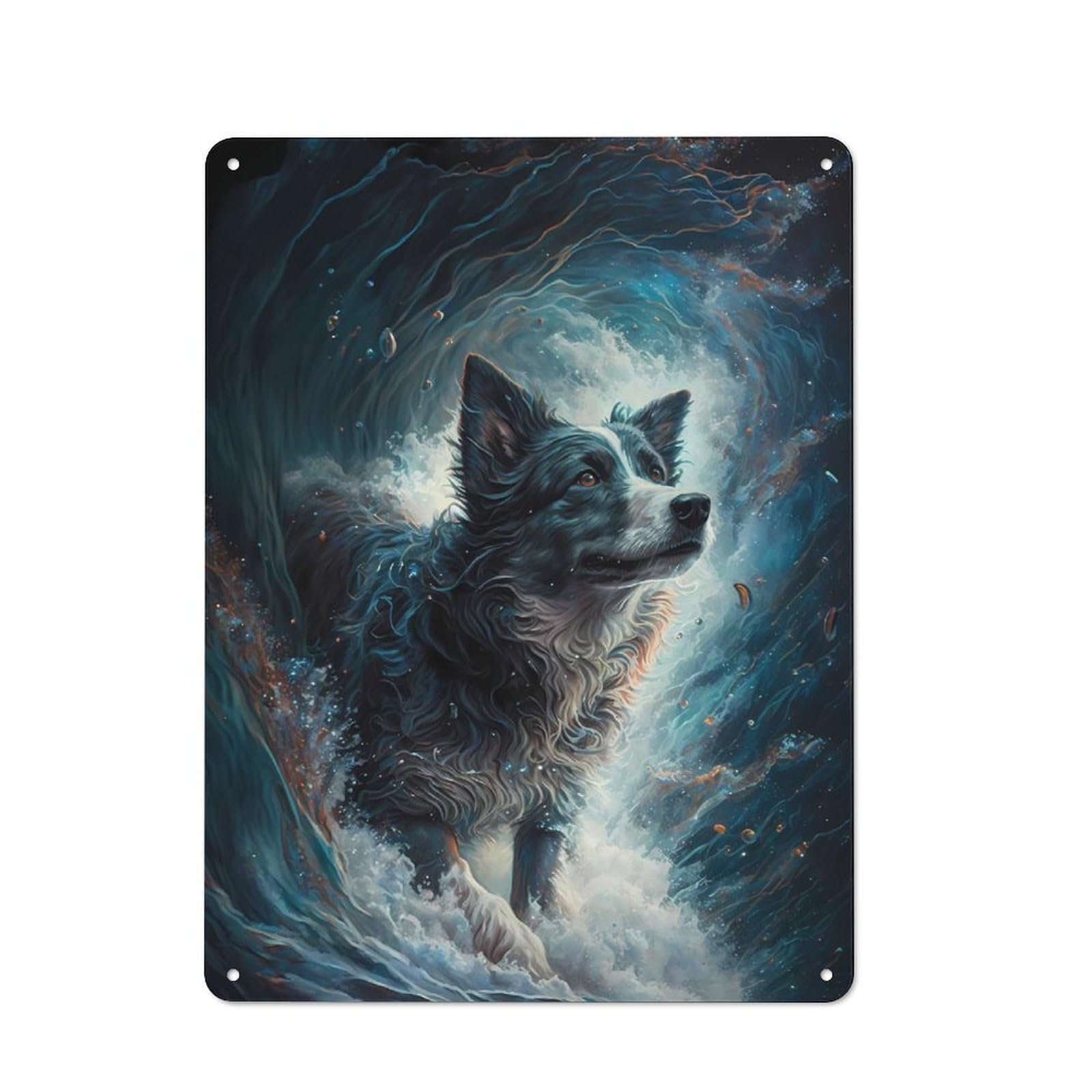 Border Collie Dog Friendly Metal Wall Decor 40x30cm, Decorative Metal Plaque for Tea Room, Shop Wall Or Breakfast Area
