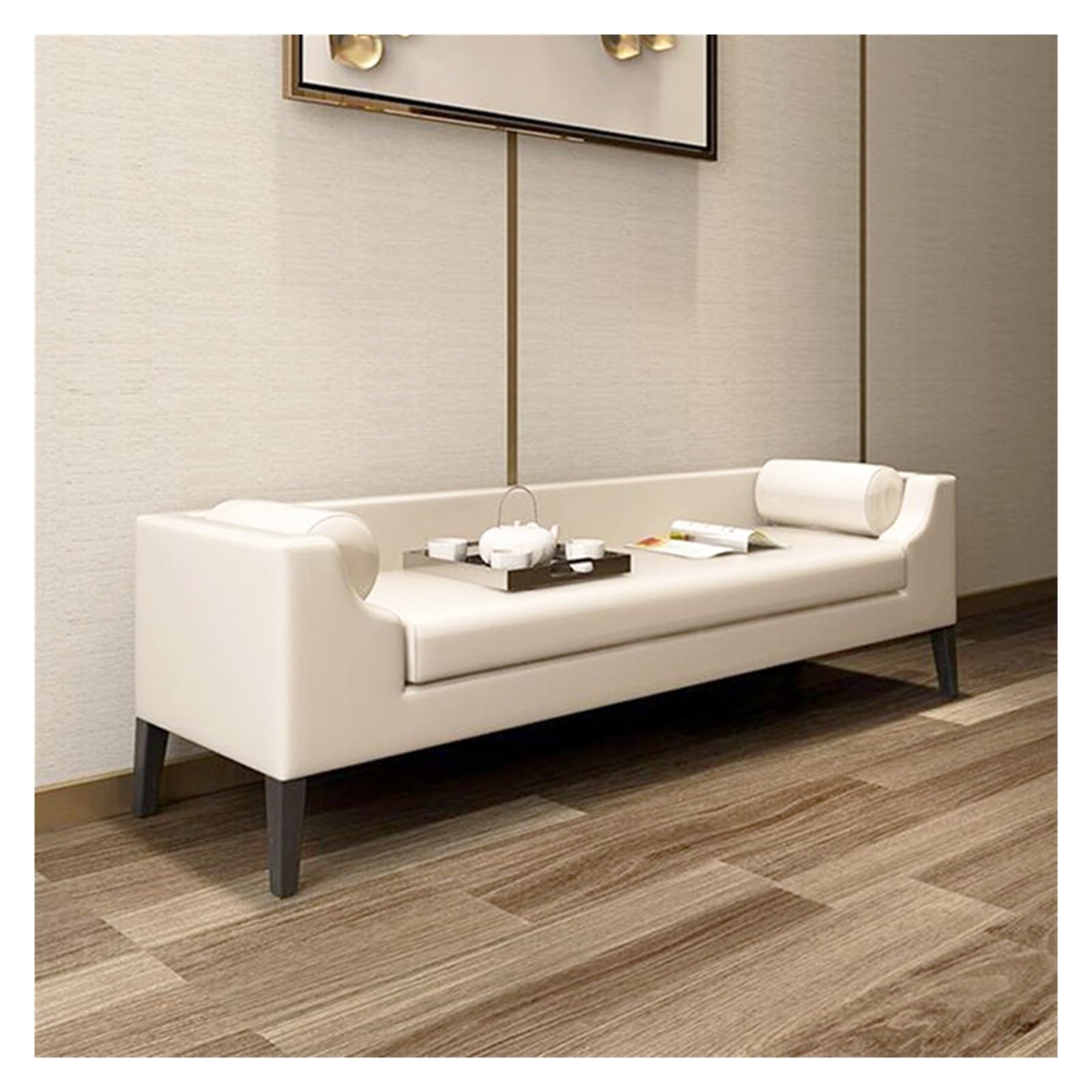 Panca Ingresso Imbottita Con Contenitore 100x40x40 Cm - Ottomana Soggiorno, Piedini Legno - Foto 4