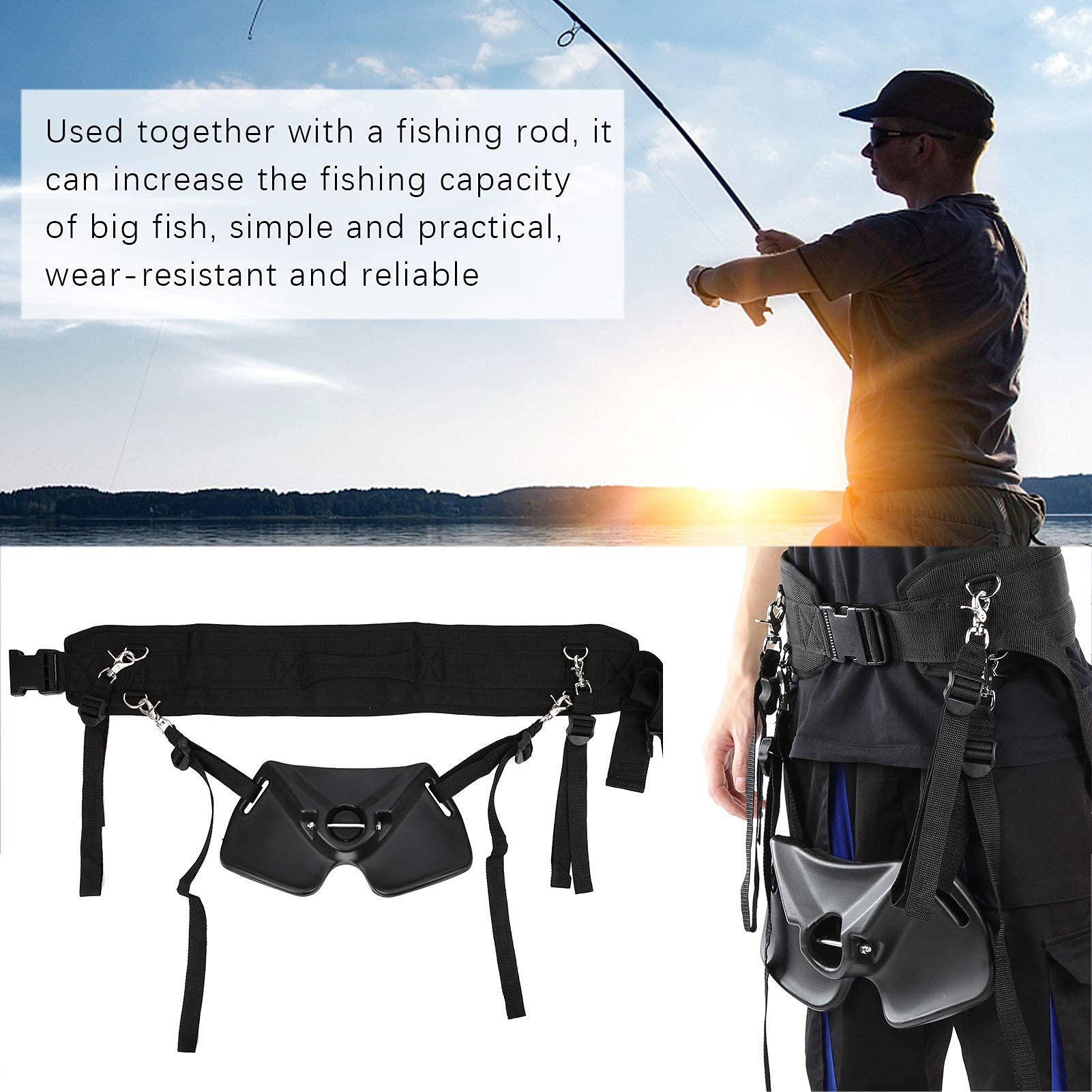 Alomejor Cinturón de Soporte Lumbar Ajustable para Pesca y Actividades al Aire - Accesorio Ergonómico con Refuerzo en la Espalda Baja, Ideal para Pescadores y Deportistas